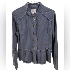Retro CASLON Cotton Dark Dray Casual Blouse Shirt Women’s M Button Down Aged